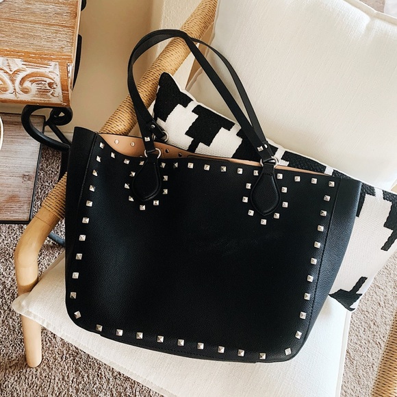 Zara Handbags - Zara Black Studded Tote Bag
